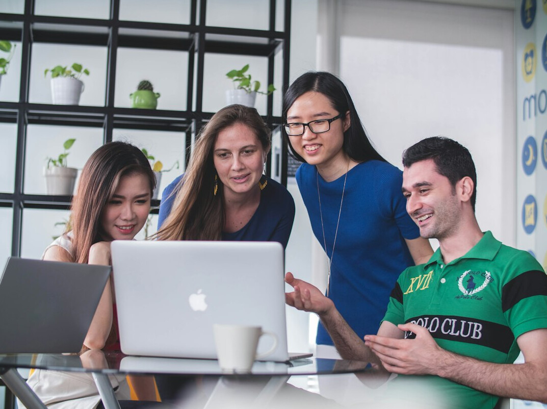 team working on software